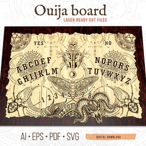 Ouija Board Laser Engraving files, Glowforge Ouija Board, Spirit Board Wood SVG PDF EPS Files, Halloween Game Board, Digital Download