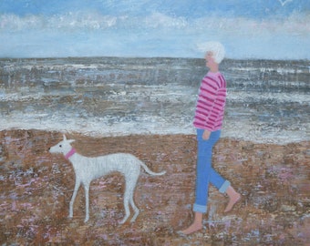 Barefoot & Blustery Oil Painting