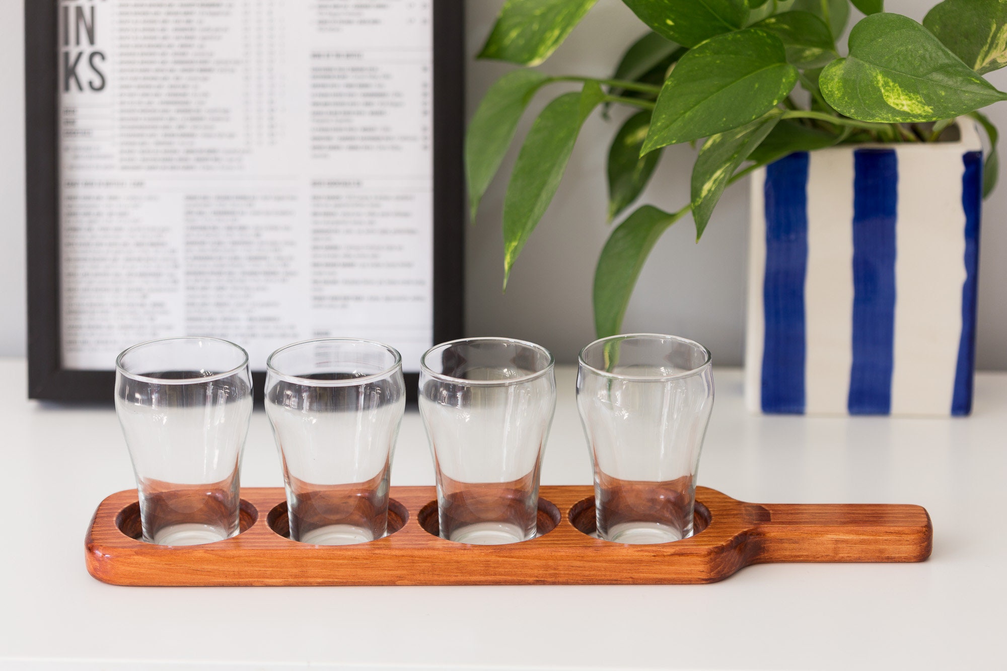 Beer Flight Paddle pine With Glasses Beer Sampling Etsy Canada