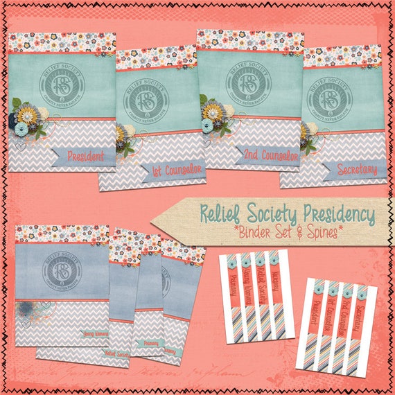 LDS Relief Society Presidency Binder Set &amp; Spines - Etsy