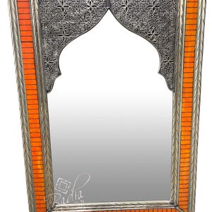 Rectangular Shaped Metal and Camel Bone Mirror