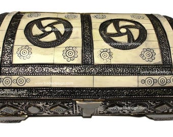 Metal and White Bone Jewelry Box