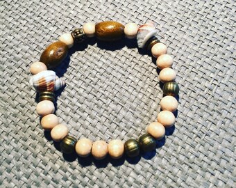 Boho Hippie shells, beads bracelet