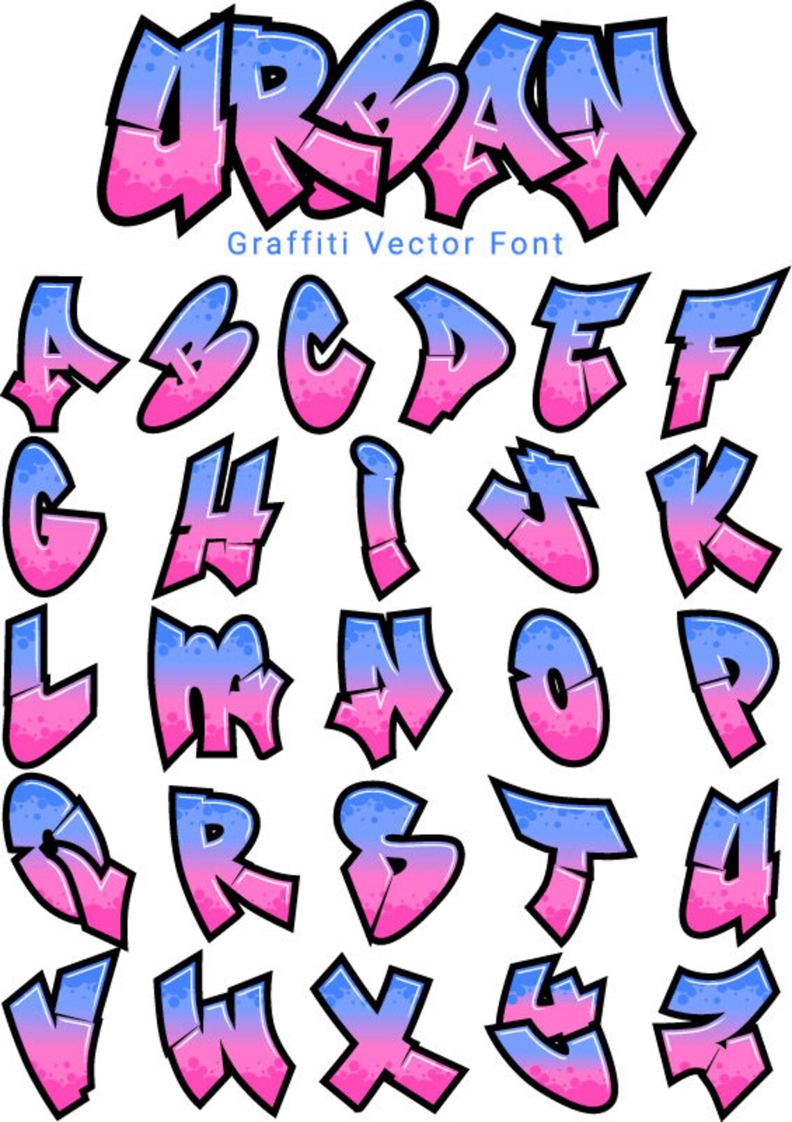 Urban Vector Graffiti Font Etsy