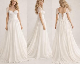 The Goddess Gown, Satin Bodice Chiffon Skirt, Two Sashes, Couture Design