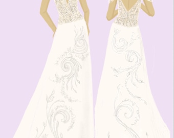 Custom Couture Gown, Bespoke Design, From Sketch to Reality