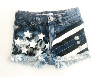 flag jean shorts
