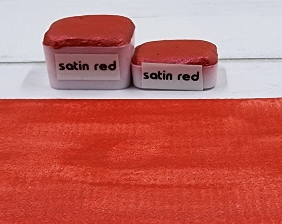 Satin Red Handmade Watercolor Paint Half and Quarter Pans Shimmer Watercolor