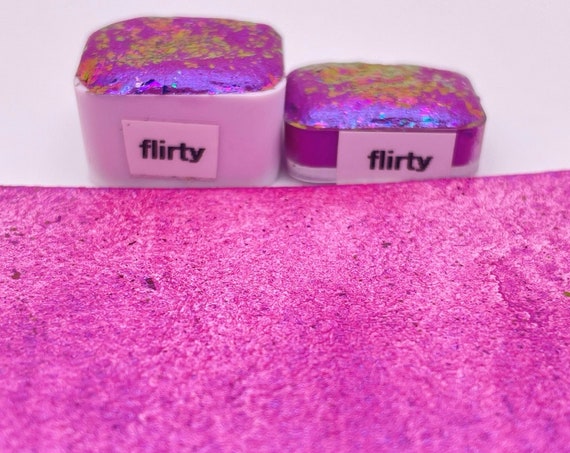 Flirty Handmade Watercolor Paint Half and Quarter Pans Shimmer Watercolor