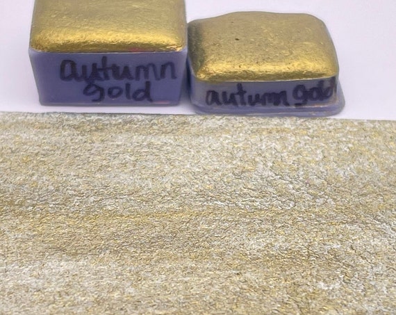 Autumn Gold Handmade Watercolor Paint Half and Quarter Pans Shimmer Watercolor