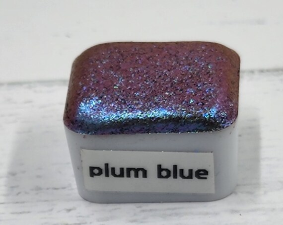 Plum Blue Handmade Watercolor Color-Shifting Paint Half and Quarter Pans Shimmer Watercolor