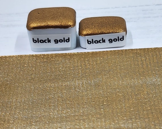 Black Gold Handmade Watercolor Paint Half and Quarter Pans Shimmer Watercolor