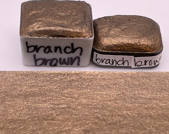 Branch Brown Handmade Watercolor Paint Half and Quarter Pans Shimmer Watercolor