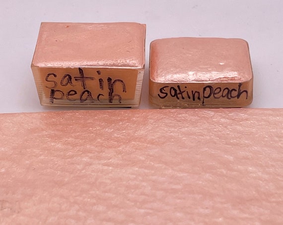 Satin Peach Handmade Watercolor Paint Half and Quarter Pans Shimmer Watercolor