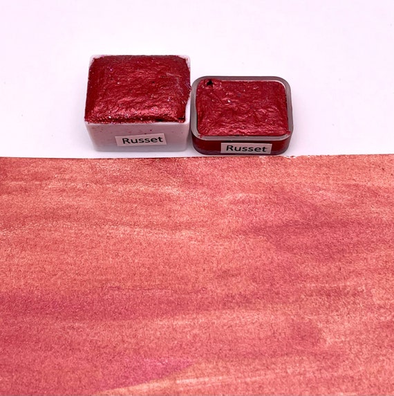Russet Handmade Watercolor Paint Quarter and Half Pans Shimmer Watercolor