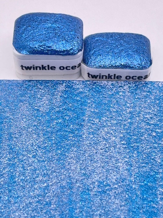 Twinkle Ocean Handmade Metallic Watercolor Paint Half and Quarter Pans Shimmer Watercolor