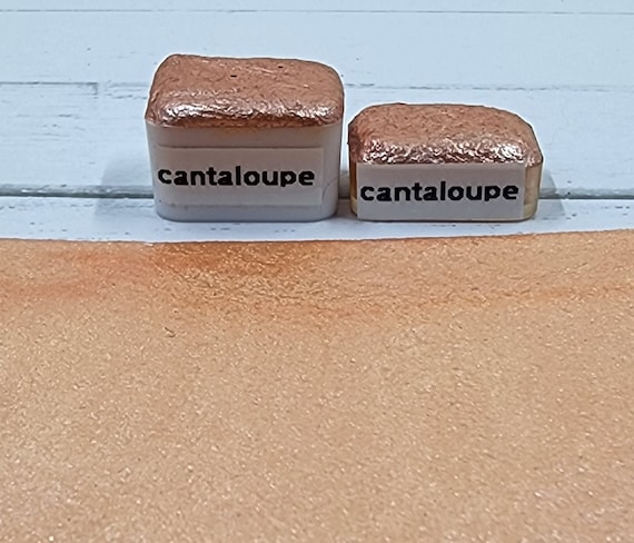 Cantaloupe Handmade Watercolor Paint Half and Quarter Pans Shimmer Watercolor