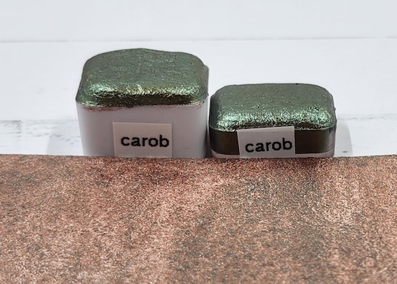 Carob Handmade Watercolor Paint Half and Quarter Pans Shimmer Watercolor