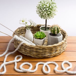 Rieten ronde dienblad voor salontafel, Handgeweven middelpunt met groot dienblad, Strowilg, Catchall rustieke boerderij decor, Broodbak