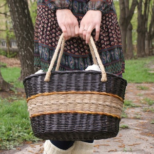 Wicker market bag Straw beach bag Beach tote Jute decor & handles Picnic Shopping basket bag Tote bag Beach bag Inspirational women gift