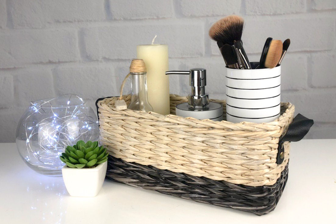 Bathroom perfume organizer vanity basket Storage wicker | Etsy