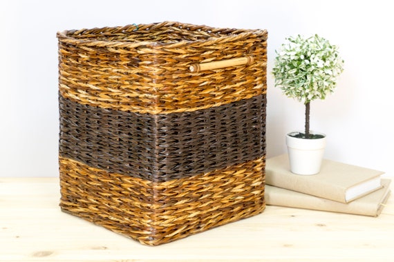 Plastic Storage Bins With Bamboo Lid Pantry Organization and Storage  Baskets Containers Lidded Organizer Bins Small Baskets for Shelves Drawers