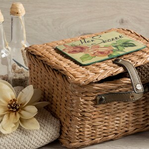 Jewelry storage box, Wicker small square storage lidded basket, Bathroom drawer organize, Shelf box, Inspirational women gift