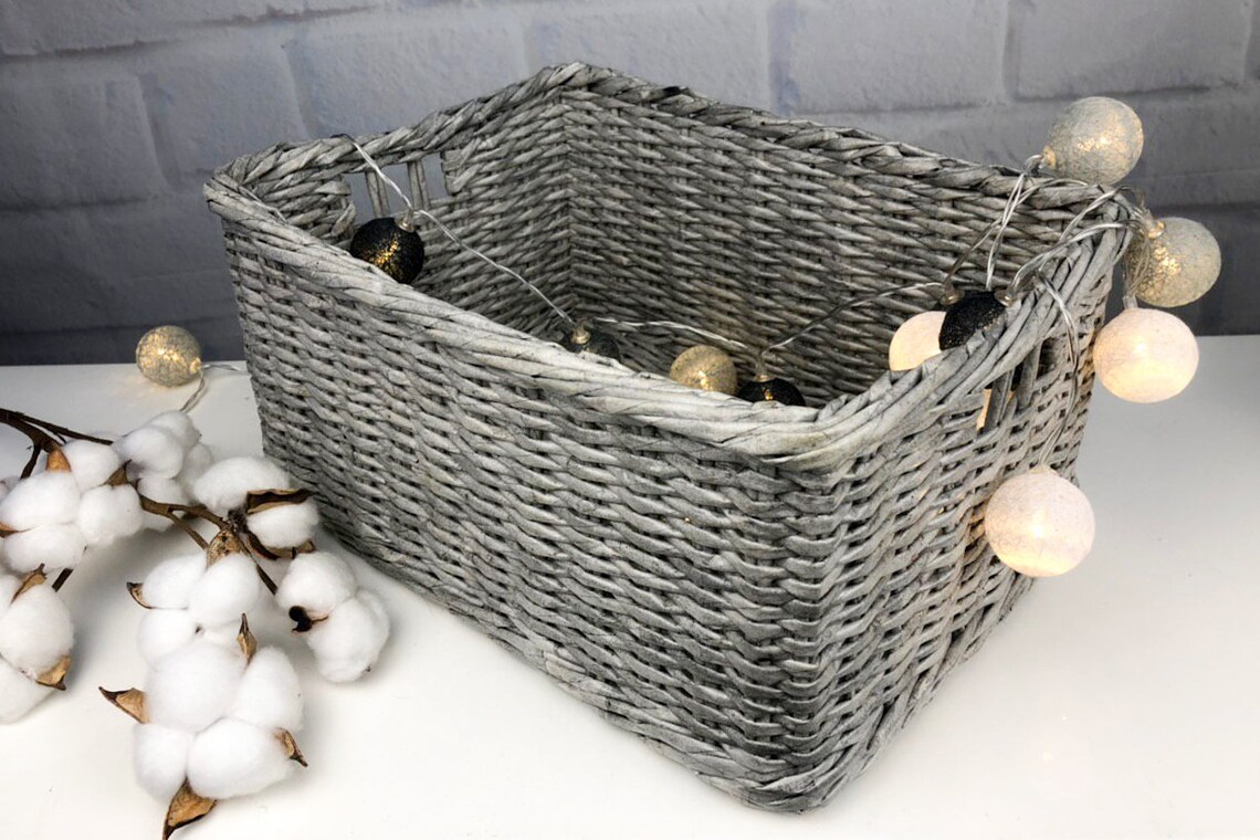 Large wicker storage basket for shelf closet organize with Etsy