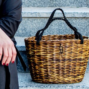 Augustine Pinstripe Straw Basket Bag main image 0