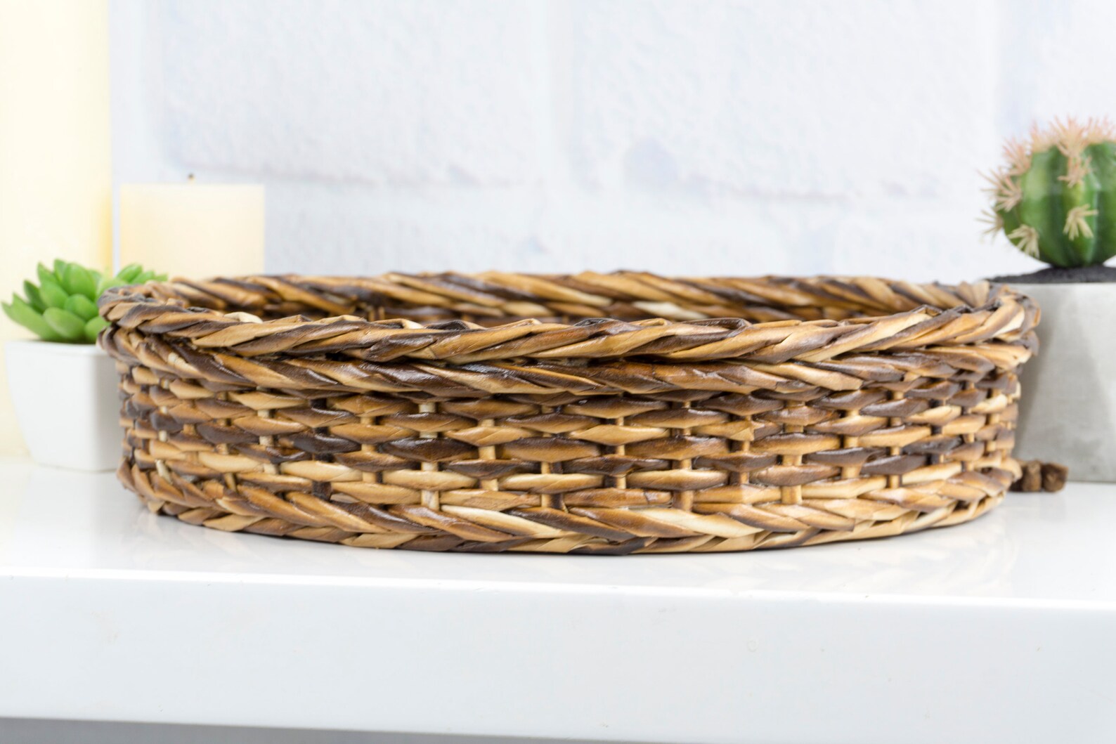 Round Wicker Tray for Centerpiece Serving Hand Woven Large Etsy