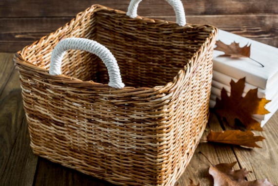 Wicker Storage Basket Storage Bin Laundry Basket Toy Storage Basket Bin  Closet Organizer Storage Basket Square Basket Organization Bin 