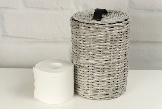 Mega Roll Toilet Paper Storage, Toilet Roll Holder Basket Lidded, TP Wicker  Stand, Toilet Tissue Box, Toilet Paper Cover Bin Caddy Rack 