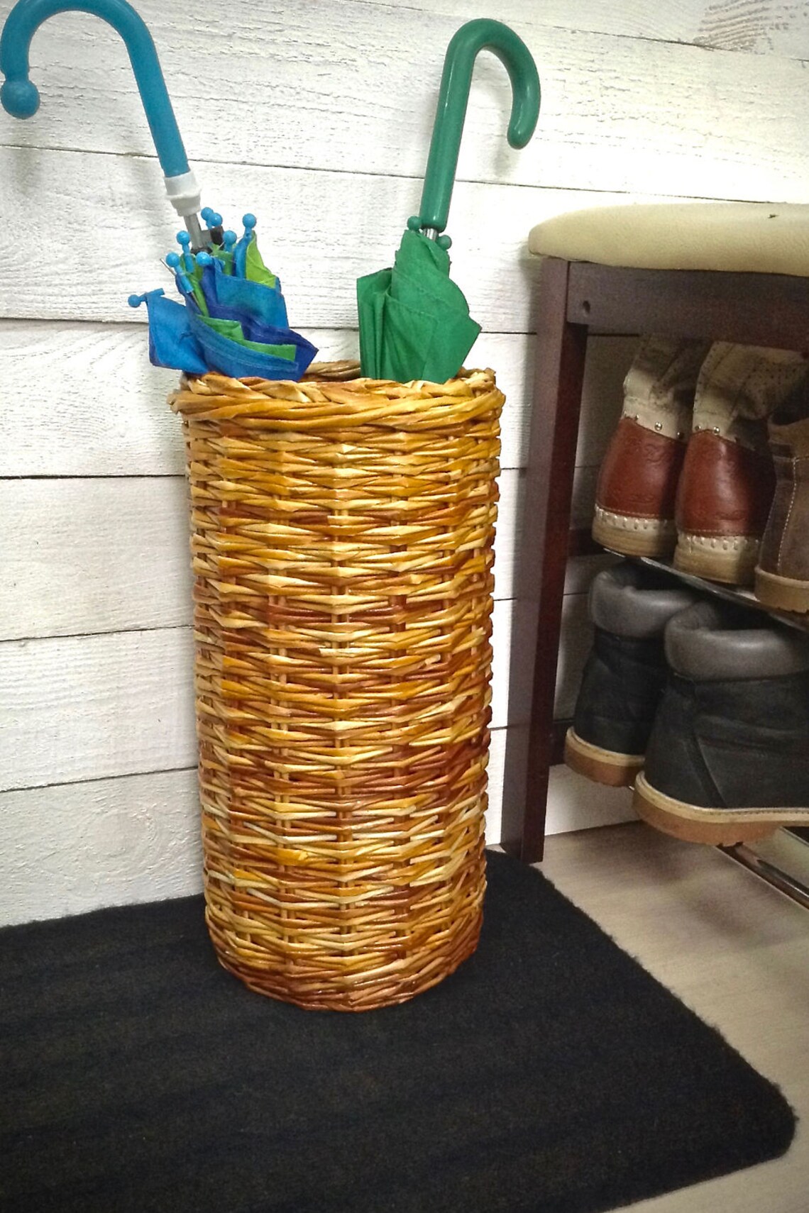 Umbrella stand Wicker umbrella holder Tall basket Cane Etsy