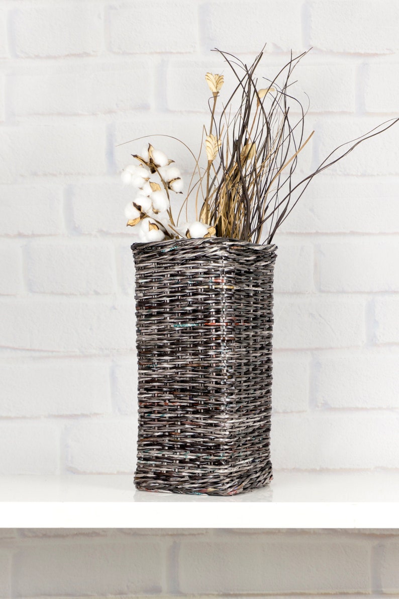 Gran jarrón de piso alto Cesta de mimbre de pie cuadrado | Etsy
