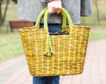 Wicker Beach tote bag Straw beach bag Market bag Picnic basket Shopping basket Summer bag French wicker basket Inspirational women gift