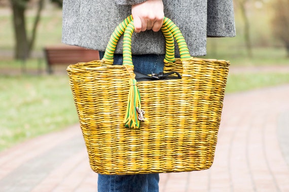 French Basket, straw bag with leather handles, beach bag, straw bag, beach  bag, basket bag, shopping basket, wicker basket with handle, straw market