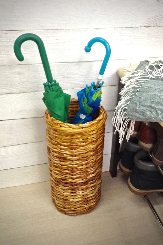Umbrella stand Wicker umbrella holder Tall basket Cane Etsy