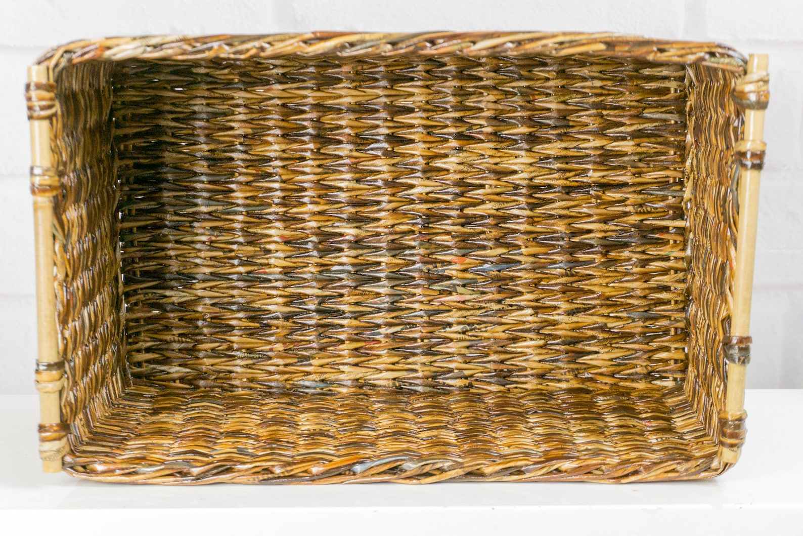 Large Rectangular Wicker Storage Basket With Label and Bamboo Etsy