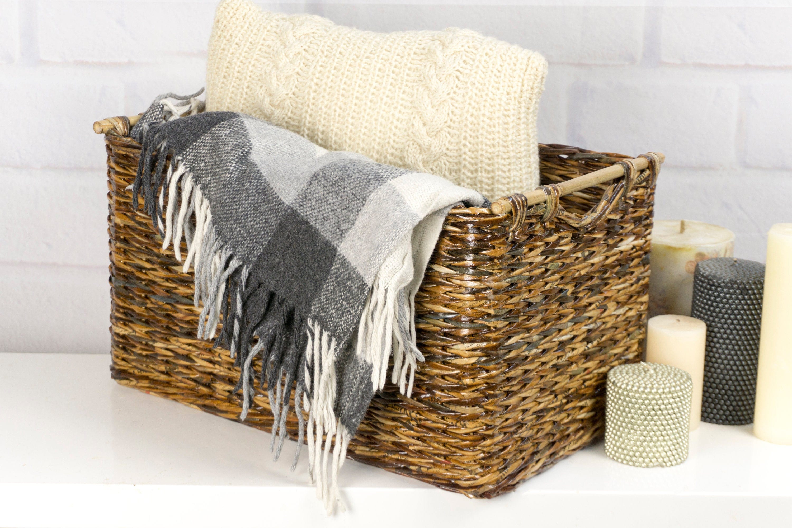 Large Natural Woven Round Basket - Threshold™