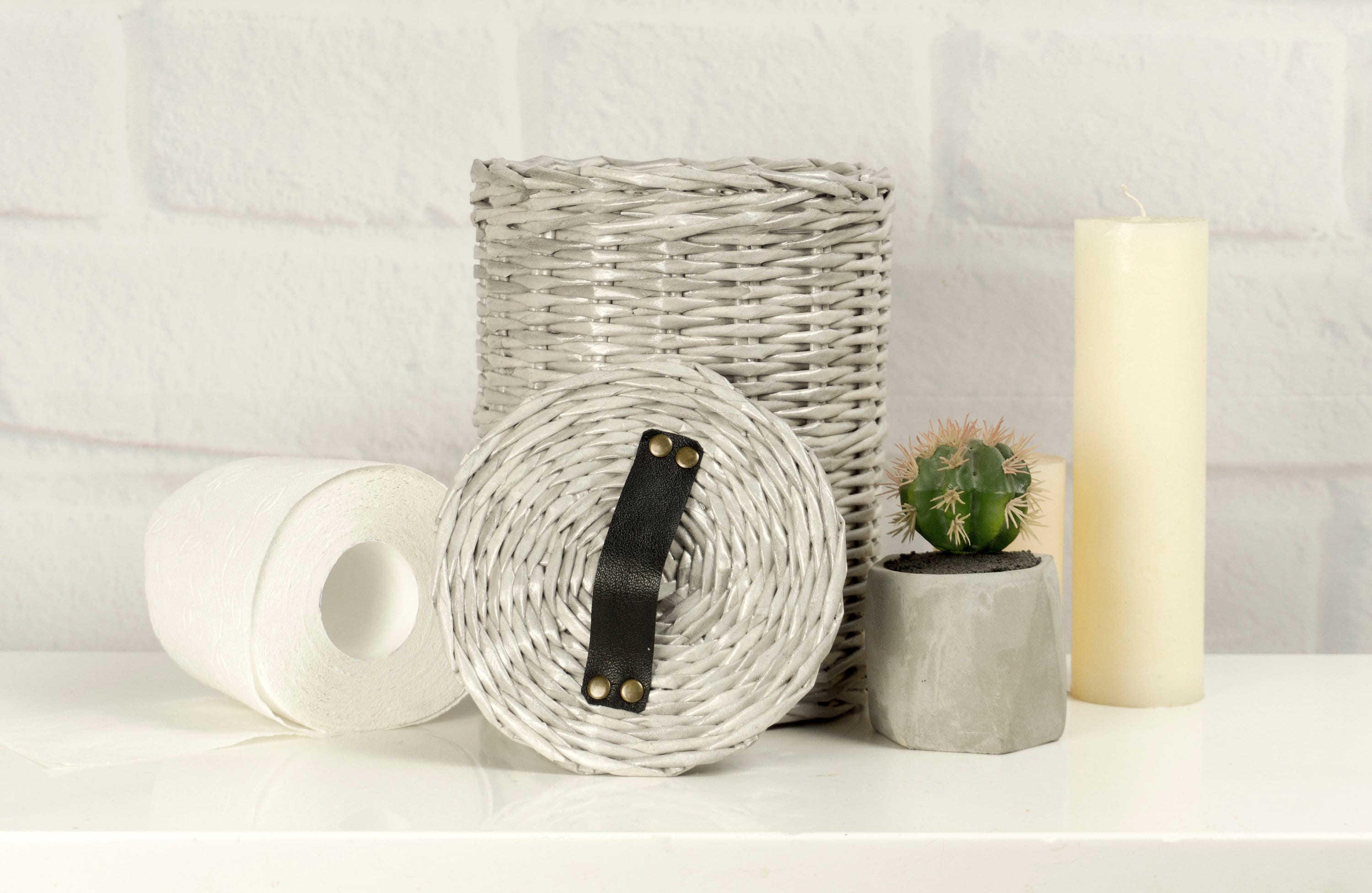 Toilet Paper Roll Holder Toilet Storage Basket Lidded Wicker Etsy