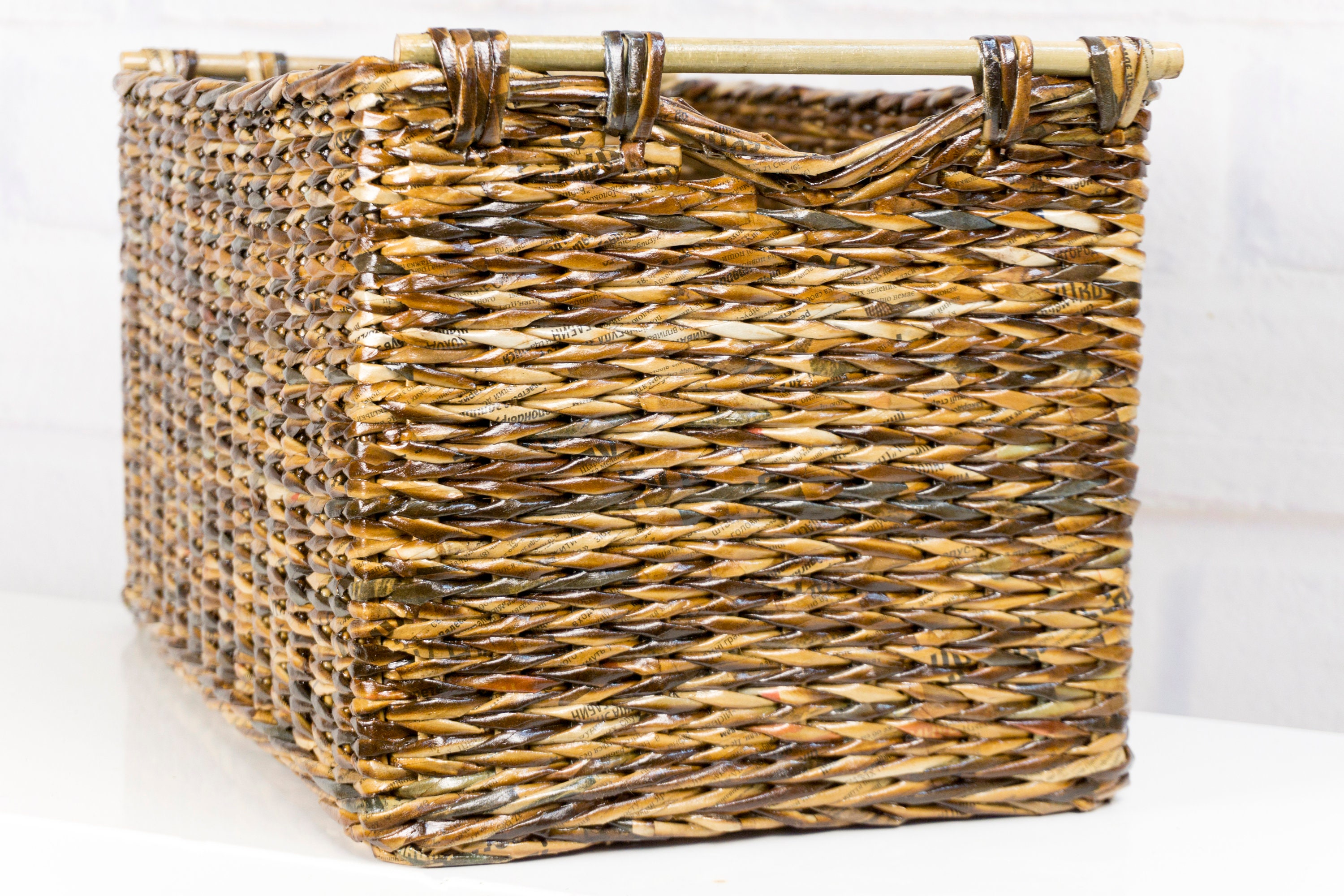 Large Rectangular Wicker Storage Basket With Label and Bamboo | Etsy