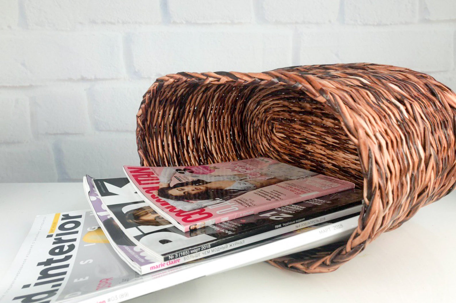 Oval Newspaper Basket Wicker Magazine Rack Paper Storage Etsy