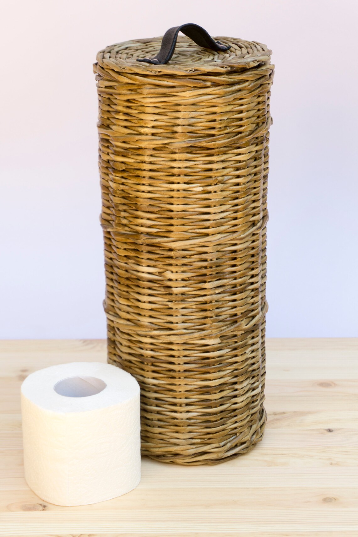 Toilet Paper Storage Basket Lidded Toilet Roll Holder Wicker Etsy