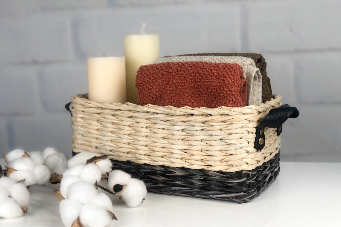 Bathroom perfume organizer vanity basket Storage wicker Etsy