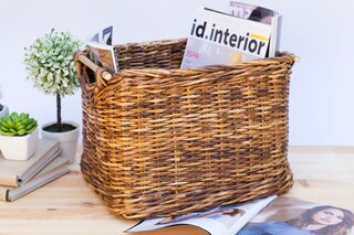 Set Di 3 Cestini Portaoggetti In Vimini: Cesti Decorativi Per Scaffali, Bagno, Dispensa E Armadio, Design Elegante