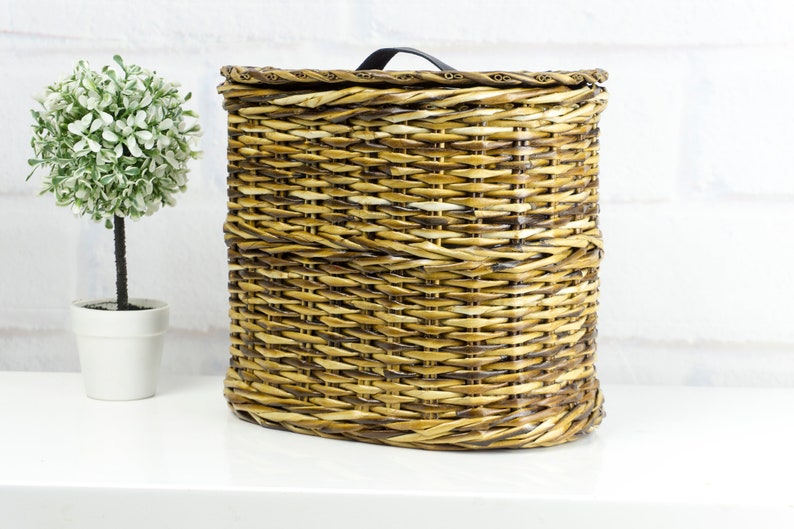 Toilet Roll Holder Storage Wicker Basket With Lid Toilet Etsy