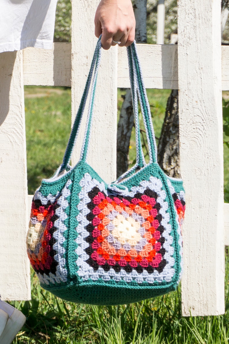 Crochet Gypsy Granny Square Tote Bag Crochet Purse Women Etsy UK