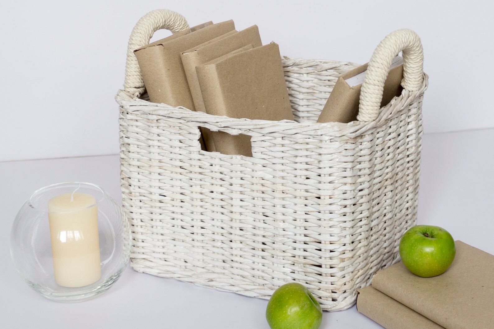 Storage Wicker Basket Whitewash Color Closet Shelves Etsy