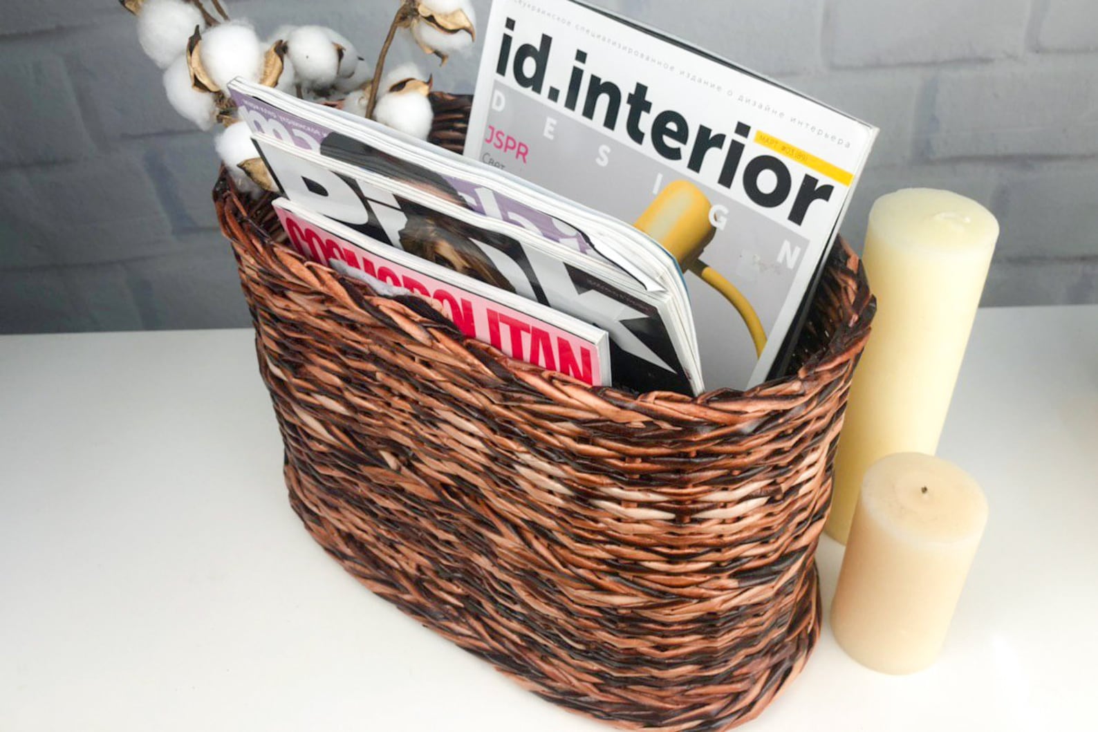 Oval Newspaper Basket Wicker Magazine Rack Paper Storage Etsy