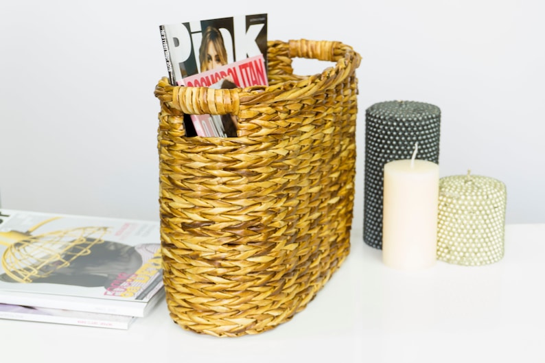 Magazine Holder Wicker Magazine Rack Oval Newspaper Basket Etsy